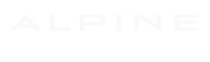 Logo Alpine en version vectorisée, minimaliste en blanc - Clients Noa Dannonay